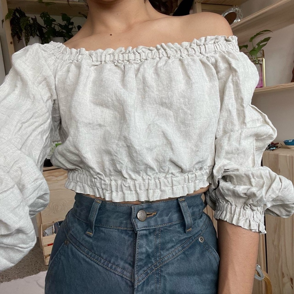 Linen cropped blouse XS